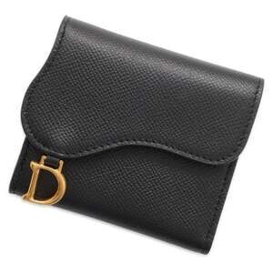 Christian Dior Saddle Lotus Tri fold Wallet Black